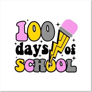 Retro Teacher 100 Days Of School For Boys Girls Posters and Art